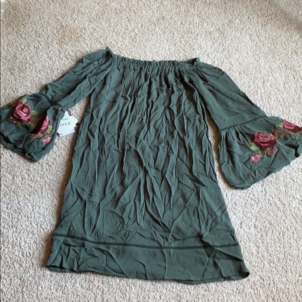 Off the shoulder green dress
